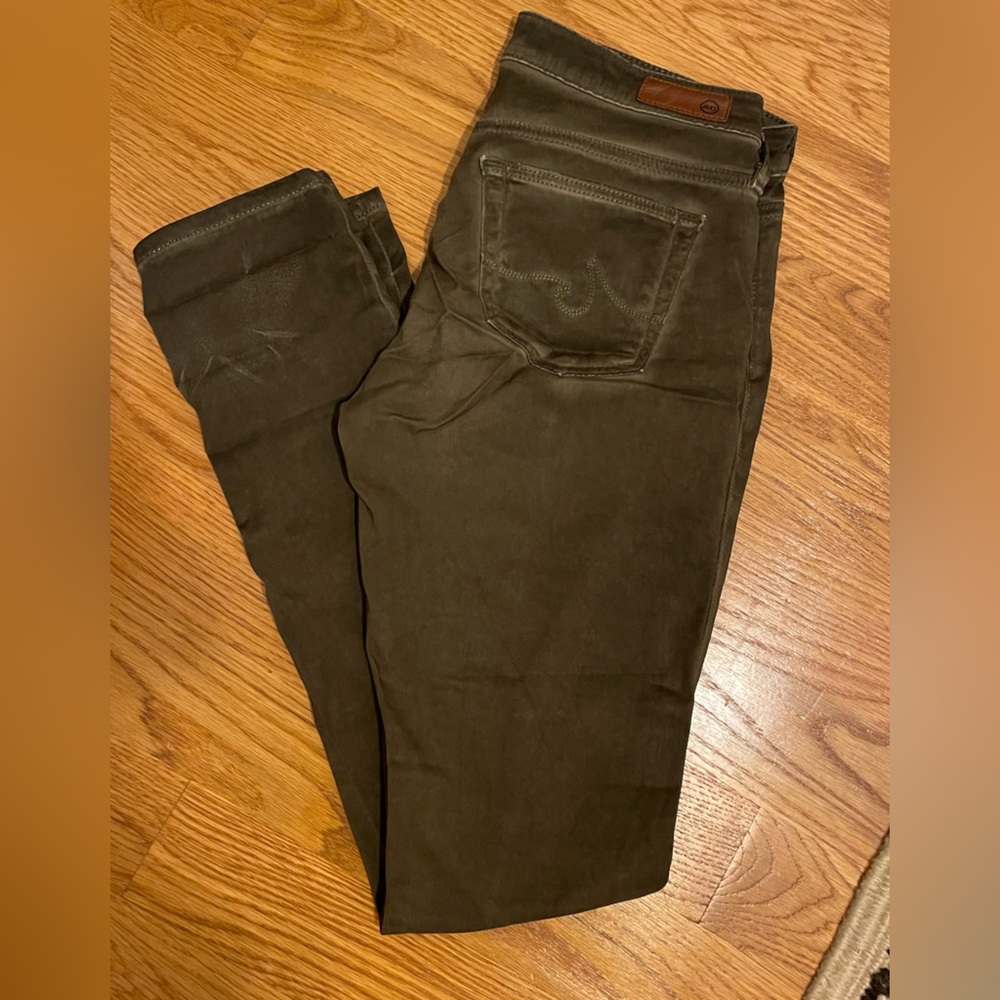 Green AG Cigarette Leg jeans